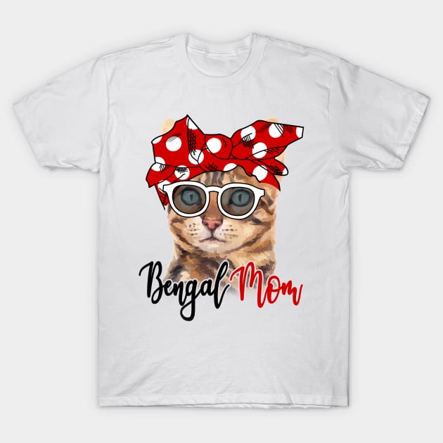 Bengal Cat Shirt Bengal Cat Mom Bandana T-Shirt by Nikkyta